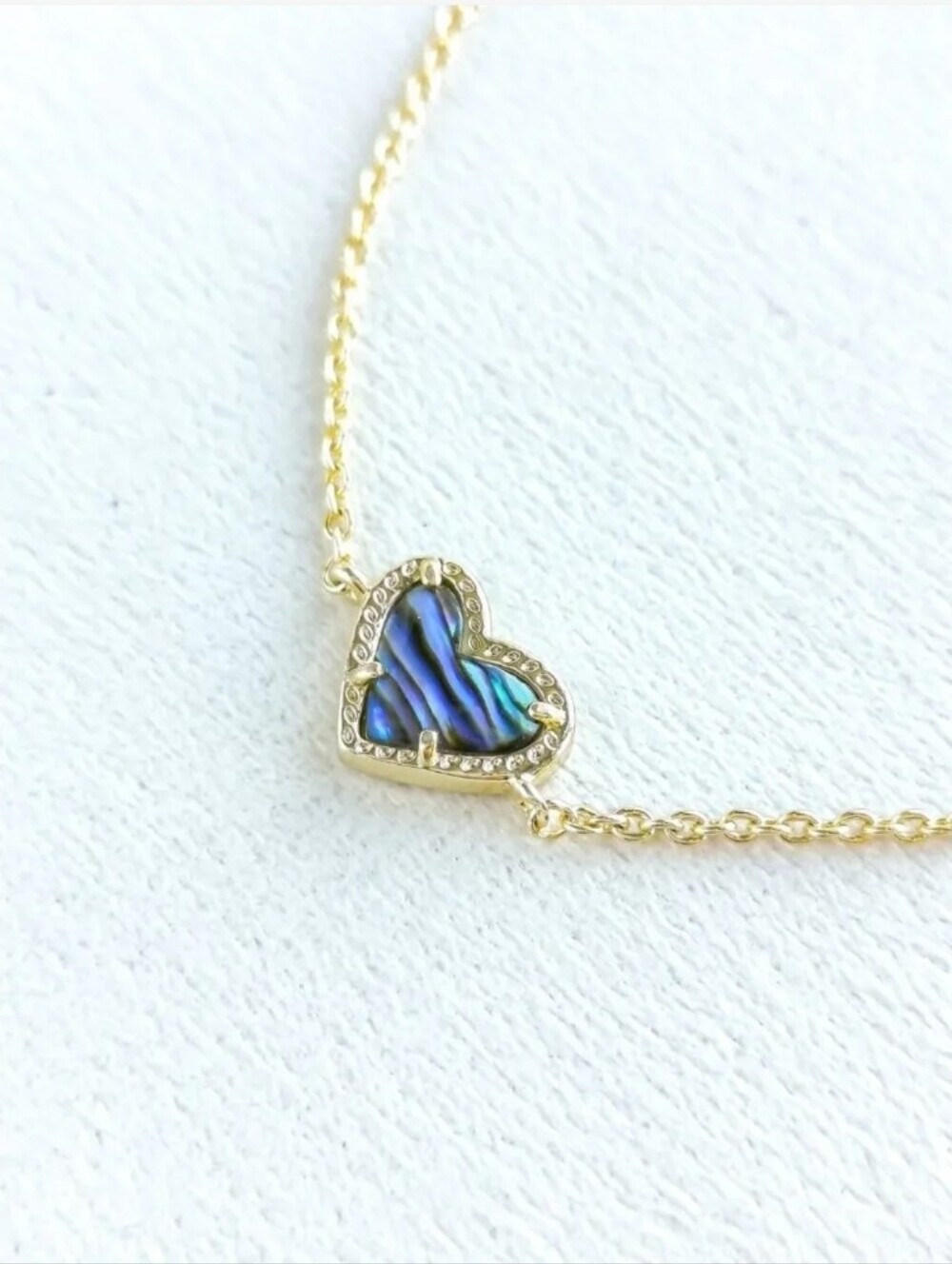 Kendra Scott Ari Abalone Heart Gold Station Bracelet Adjustable Bead NWOT 7.5"L